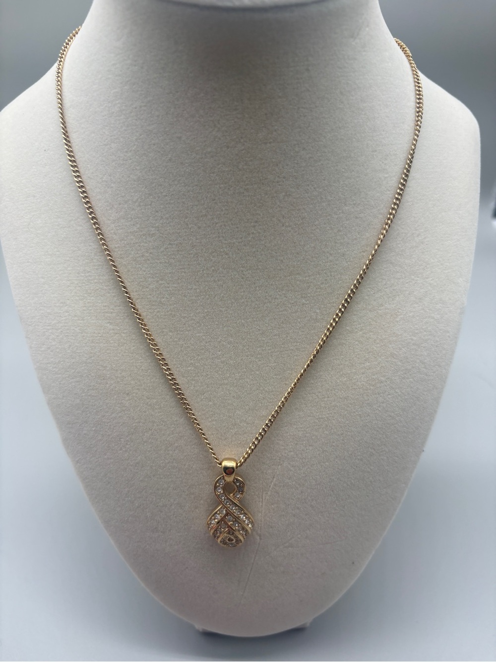 Dior Gold-tone Pave Twist Pendant Necklace